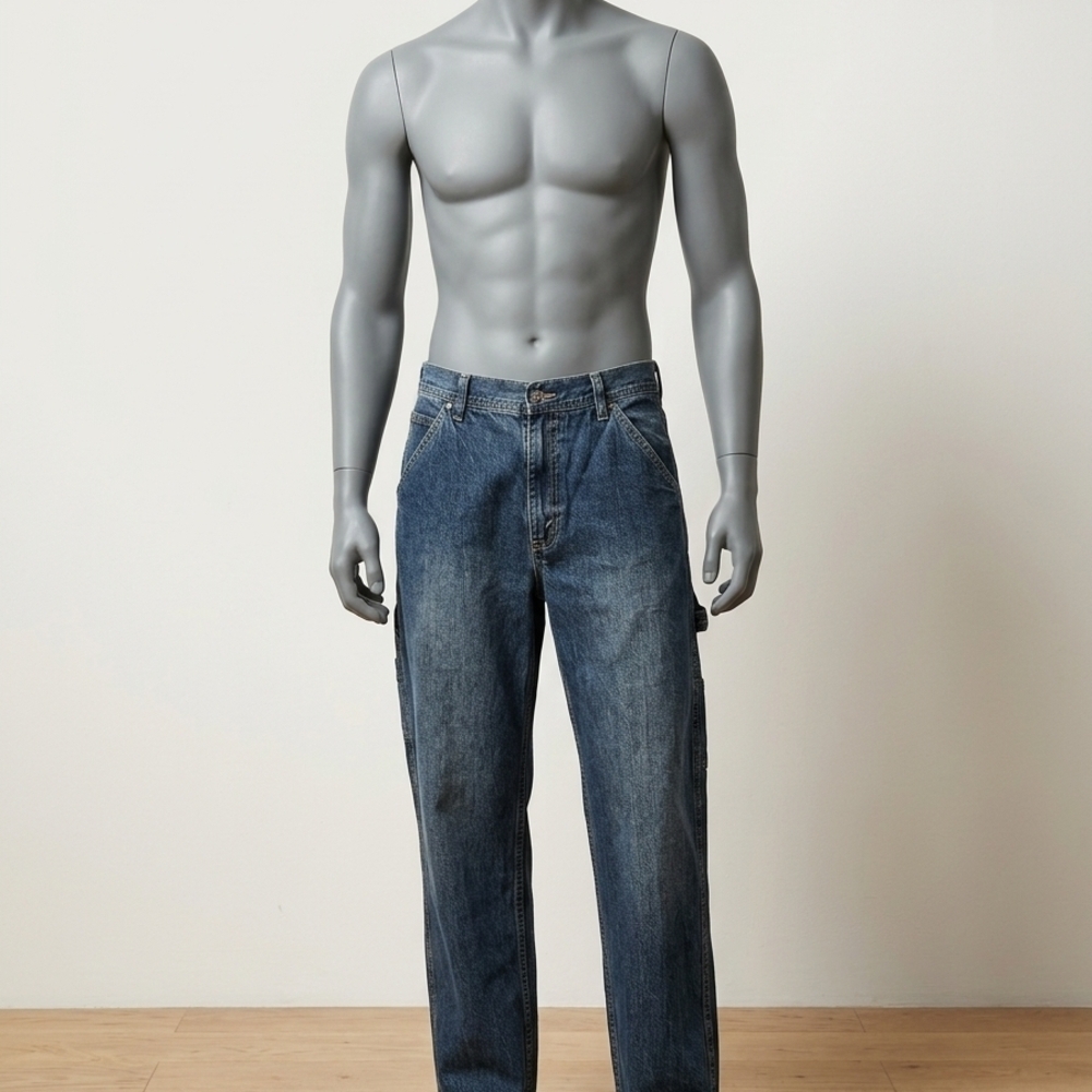 Vintage Toscany Carpenter Jeans Relaxed Wide Leg Denim Blue Workwear Aesthetic
